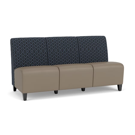 Lesro Siena Armless 3 Seat Tandem Seating No Center Arms, Black, RS NightSky Back, MD Farro Seat SN3102